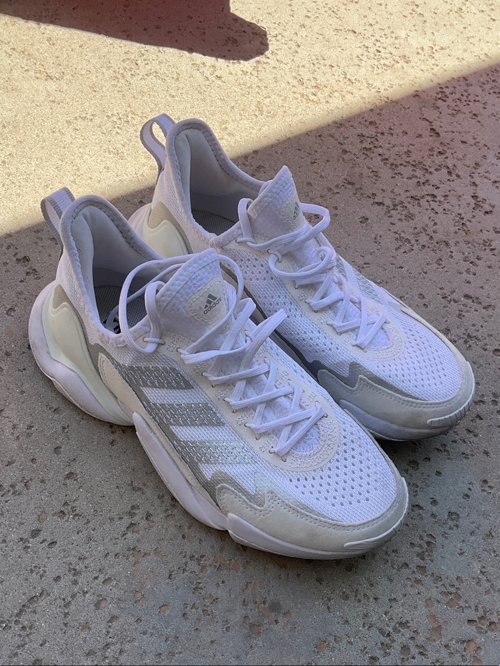 adidas White and Light Gray Men's Athletic Sneakers